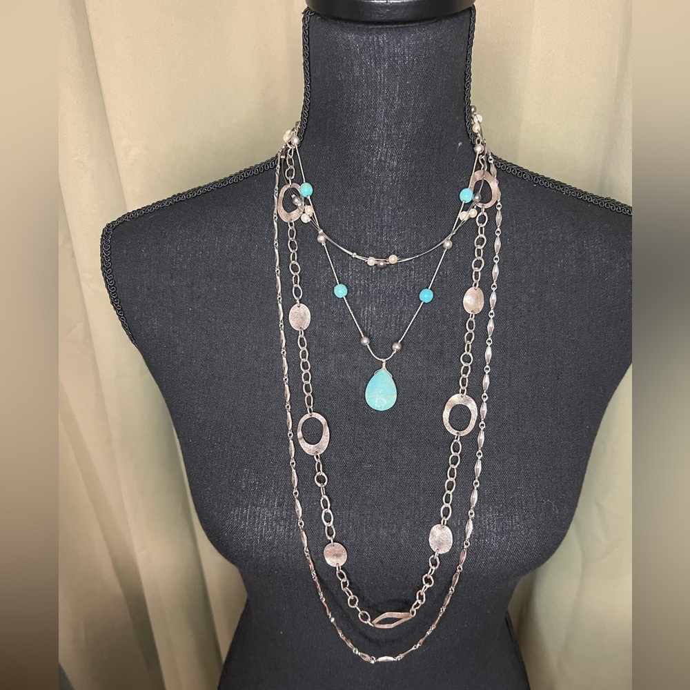Lot of 4 Silver Necklaces including Sarah Coventry